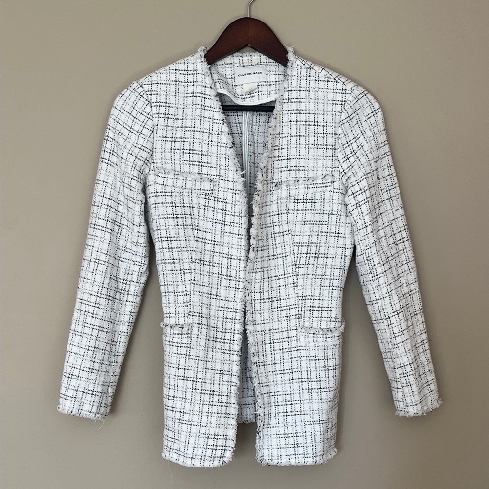 Club Monaco White and Black Tweed Blazer